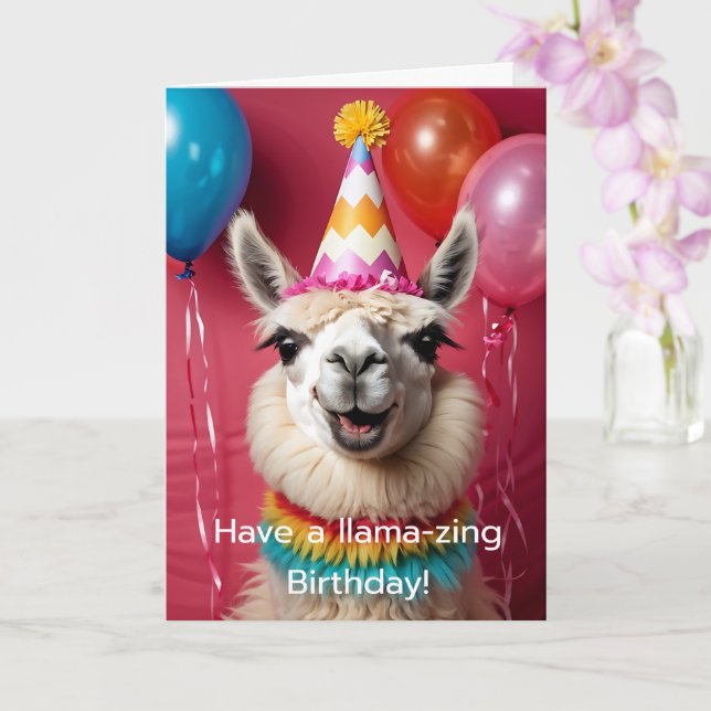 Cartão Llama Birthday, faça um aniversário de lama! (Orquídea)