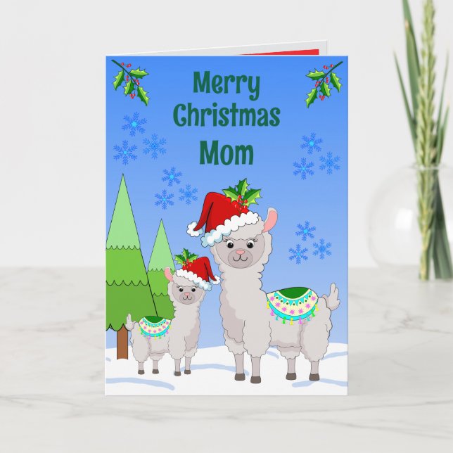 Cartão Llama Christmas Folded Greeting Card (Frente)