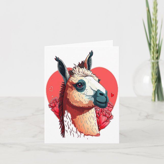Cartão Llama Cute Alpaca Valentines Day Animal  (Frente)