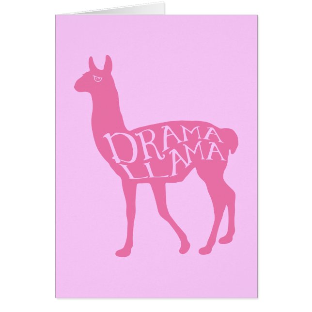 Cartão Llama de Drama Rosa (Frente)