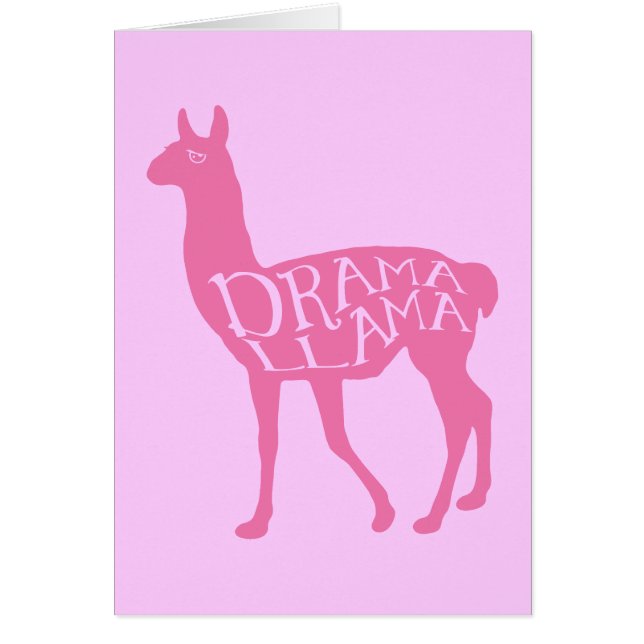 Cartão Llama de Drama Rosa (Frente)