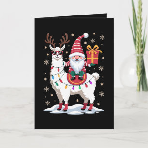 Cartão Llama do Natal Gnomo Papai Noel Luzes Rena Xmas