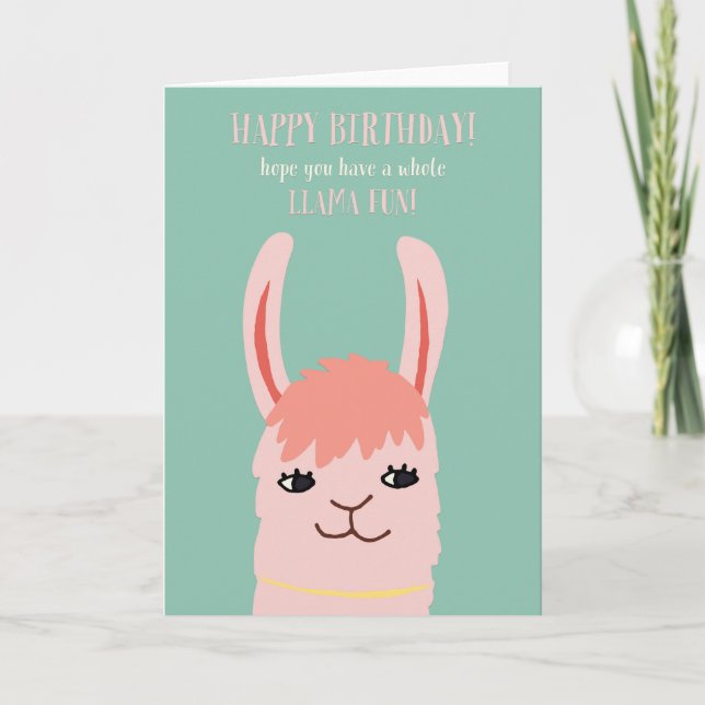 Cartão Llama Fun Birthday (Frente)