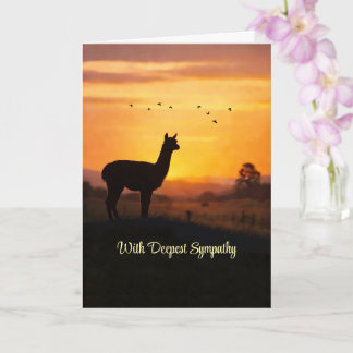 Cartão Llama Simpatia Perda País Pôr do sol com Pássaros