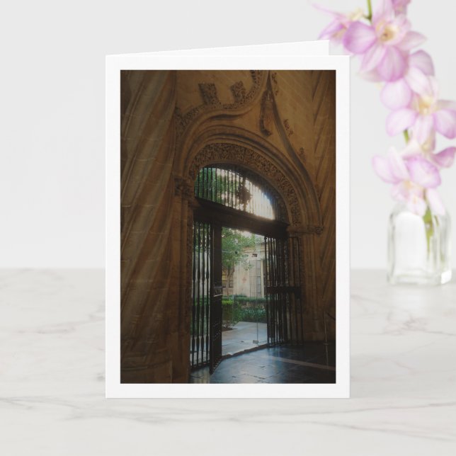Cartão Llotja de la Seda Entrance, Valencia City, España (Orquídea)