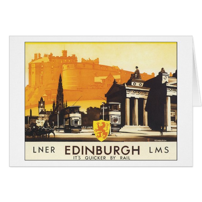 Cartão LNER Edinburgh LMS É mais rápido por trilho (Frente Horizontal)