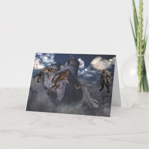 Cartão Lobisomens e Fantasma no Castelo Halloween