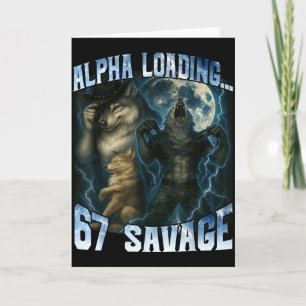 Cartão Lobo Alpha Carregando 67 Porcento Selvagem Lobos E