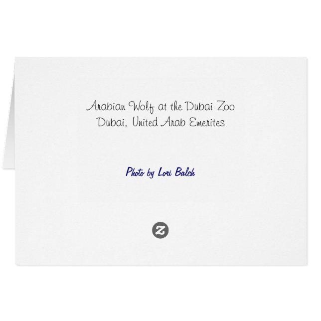 Cartão Lobo Árabe (Verso horizontal)