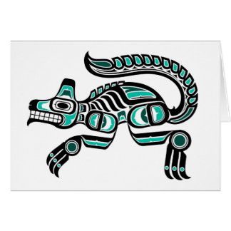 Cartão Lobo azul e preto da cerceta do Haida do espírito