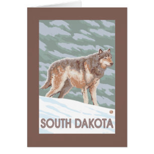 Cartão Lobo cinzento StandingSouth Dakota