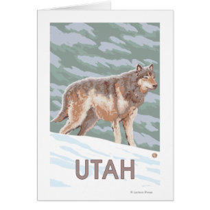 Cartão Lobo cinzento StandingUtah