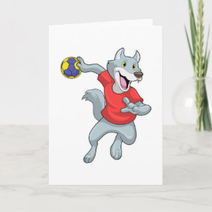 Cartão Lobo como jogador de handebol com handebol