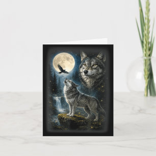 Cartão Lobo da natureza floresta árvores lobos animal sel
