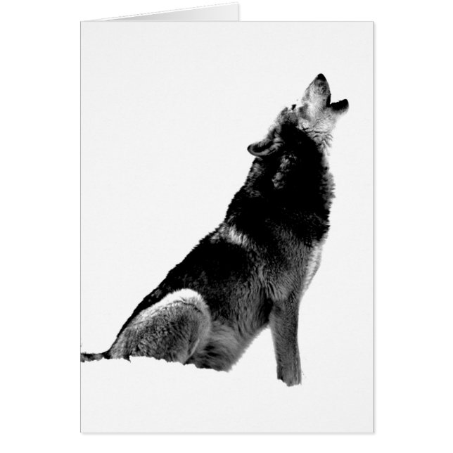 Cartão Lobo-de-Howling Branco-Preto (Frente)