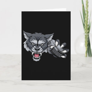Cartão Lobo Desenho Animado Esportes Time de Lobos Mascot