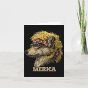 Cartão Lobo - Dia dos Pais Bandeira Americana engraçada 4