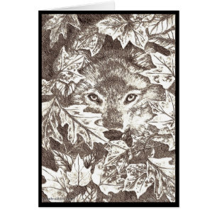 Cartão Lobo do outono