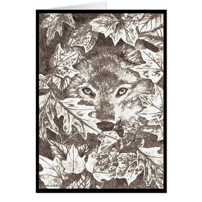 Cartão Lobo do outono (Frente)