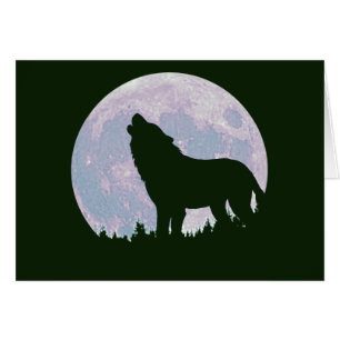 Cartão lobo e lua