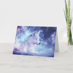 Cartão Lobo Em Meio à Galáxia de Estrelas