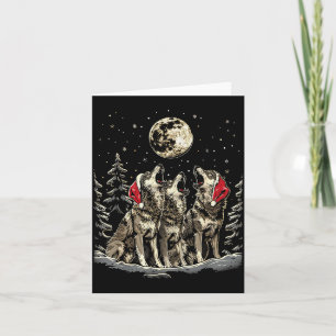 Cartão Lobo - Natal Alegre Divertido Papai Noel Família C