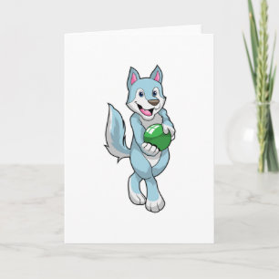 Cartão Lobo no boliche com bola de boliche