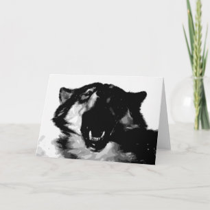 Cartão Lobo Preto e Branco