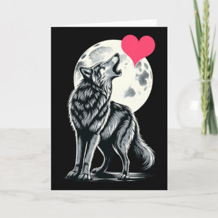 Cartão Lobo Segurando Coração Dia dos Namorados Lobos Fof