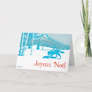 Cartão Lobo Solitário no Inverno - Feliz Natal