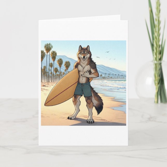 Cartão Lobo Surfista   (Frente)