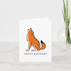 Cartão Lobo Vermelho Uivando - Vida Selvagem - Animal em