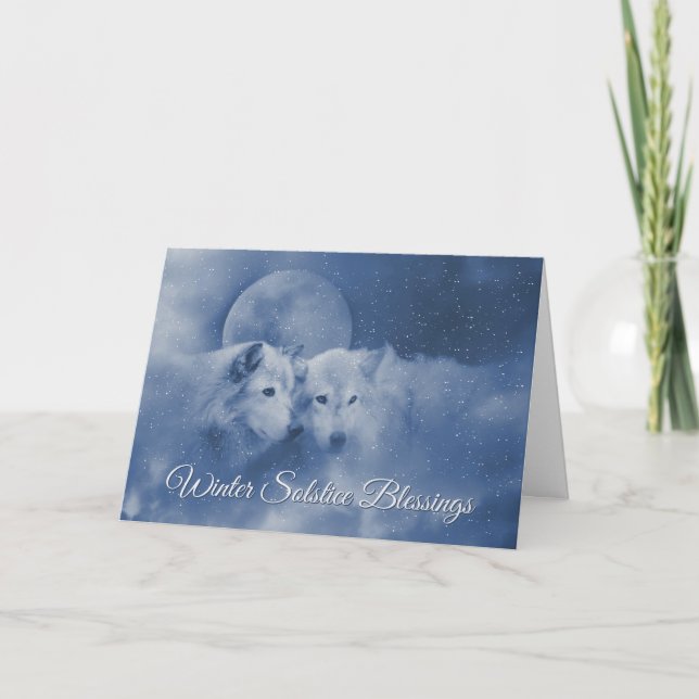 Cartão Lobos Espirituais Lindos Solstício de Inverno (Frente)