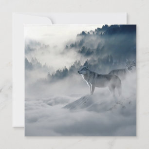 Cartão Lobos numa paisagem de inverno