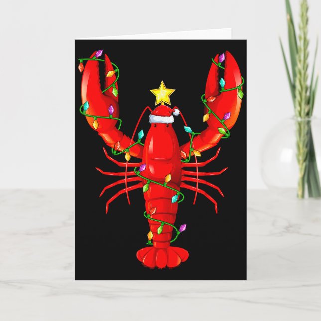 Cartão Lobster Lighting Xmas Tree Matching Lobster Christ (Frente)