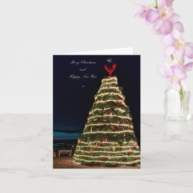Cartão Lobster Trap Christmas Tree 2021 Holiday Greeting  (Orquídea)
