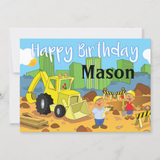Cartão Local de Construção Feliz Aniversário
