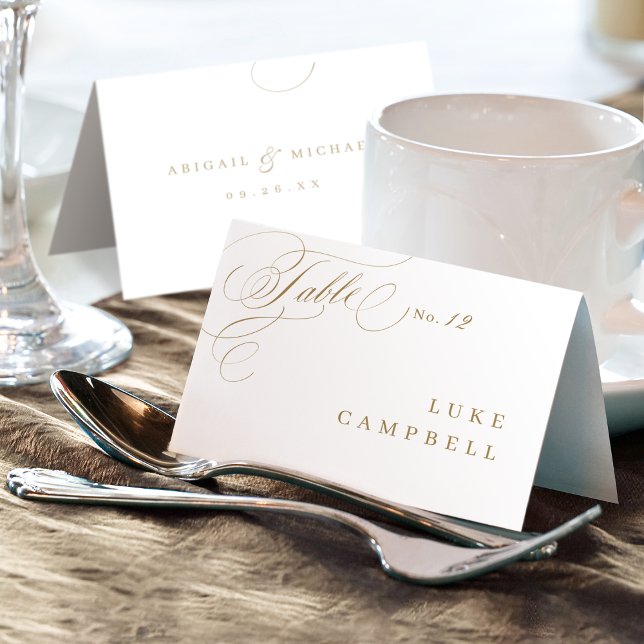 Cartão Local Dourado elegante com caligrafia vinta (Gold elegant classy calligraphy vintage Place Card)