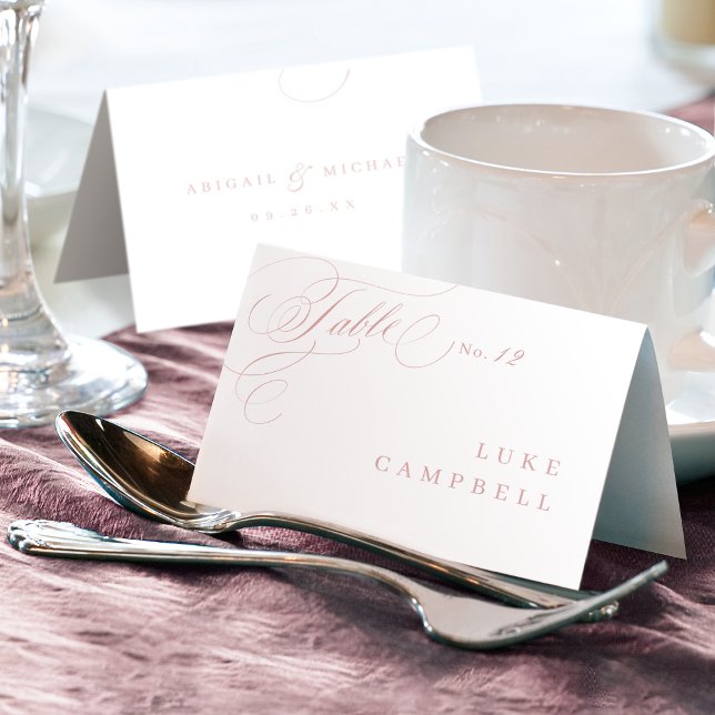 Cartão Local elegante cor-de-rosa caligrafia vinta (Pink elegant classy calligraphy vintage Place Card)