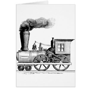 Cartão Locomotiva de vapor velha do tempo