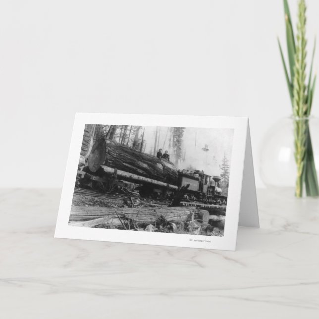 Cartão Logging Train carrying men and (Frente)