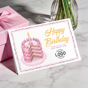 Cartão Logotipo Antigo Bolo Amarelo Rosa Negócios Anivers