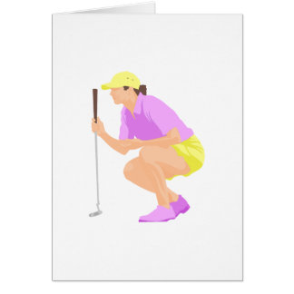 Cartão Logotipo da mulher do golfe