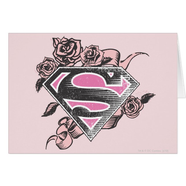 Cartão Logotipo da Supergirl com Rosas (Frente Horizontal)