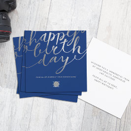 Cartão Logotipo de Letra de Script Silver Marinho Azul An