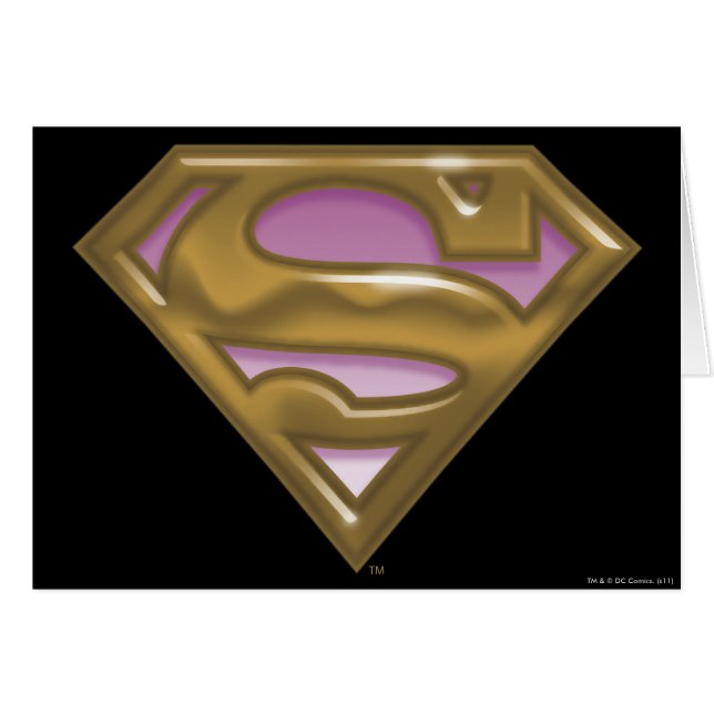 Cartão Logotipo de Ouro da Supergirl (Frente Horizontal)