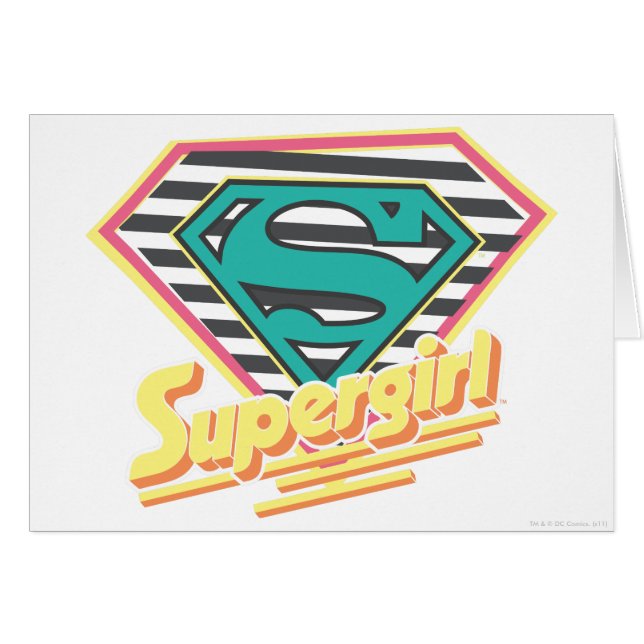 Cartão Logotipo de Supergirl Striped (Frente Horizontal)