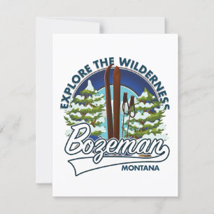 Cartão logotipo do pôster de esqui Bozeman Montana