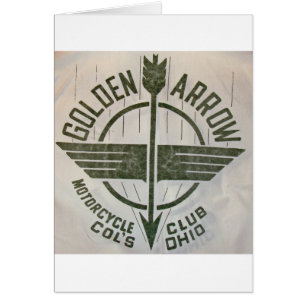 Cartão Logotipo dourado do clube da motocicleta da seta