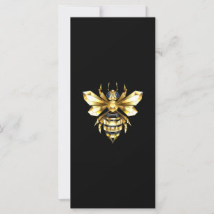 Cartão Logotipo Faux Gold Foil Polygonal da Abelha em Pre